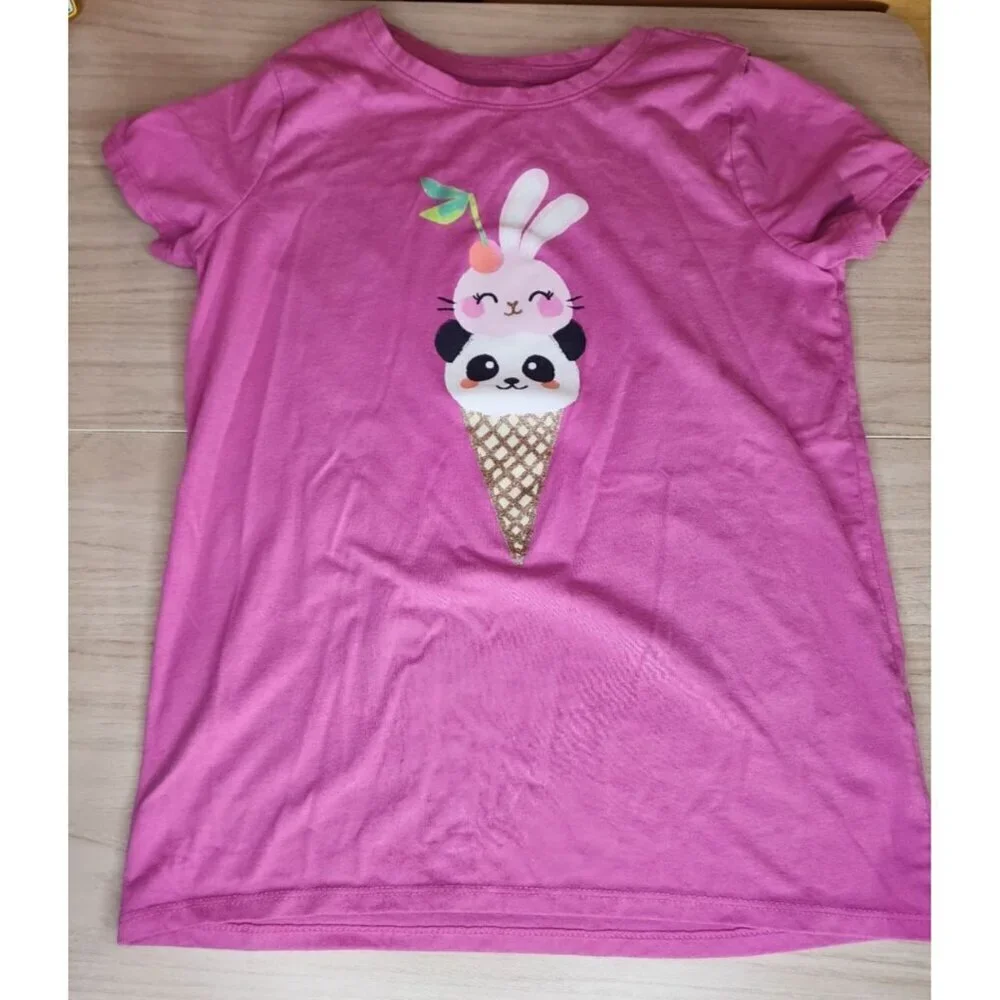 Bundle of 3 Cat & Jack Lot of 3 Girls Large 10/12 Pink,Blue Tiger,Bunny,Shark
